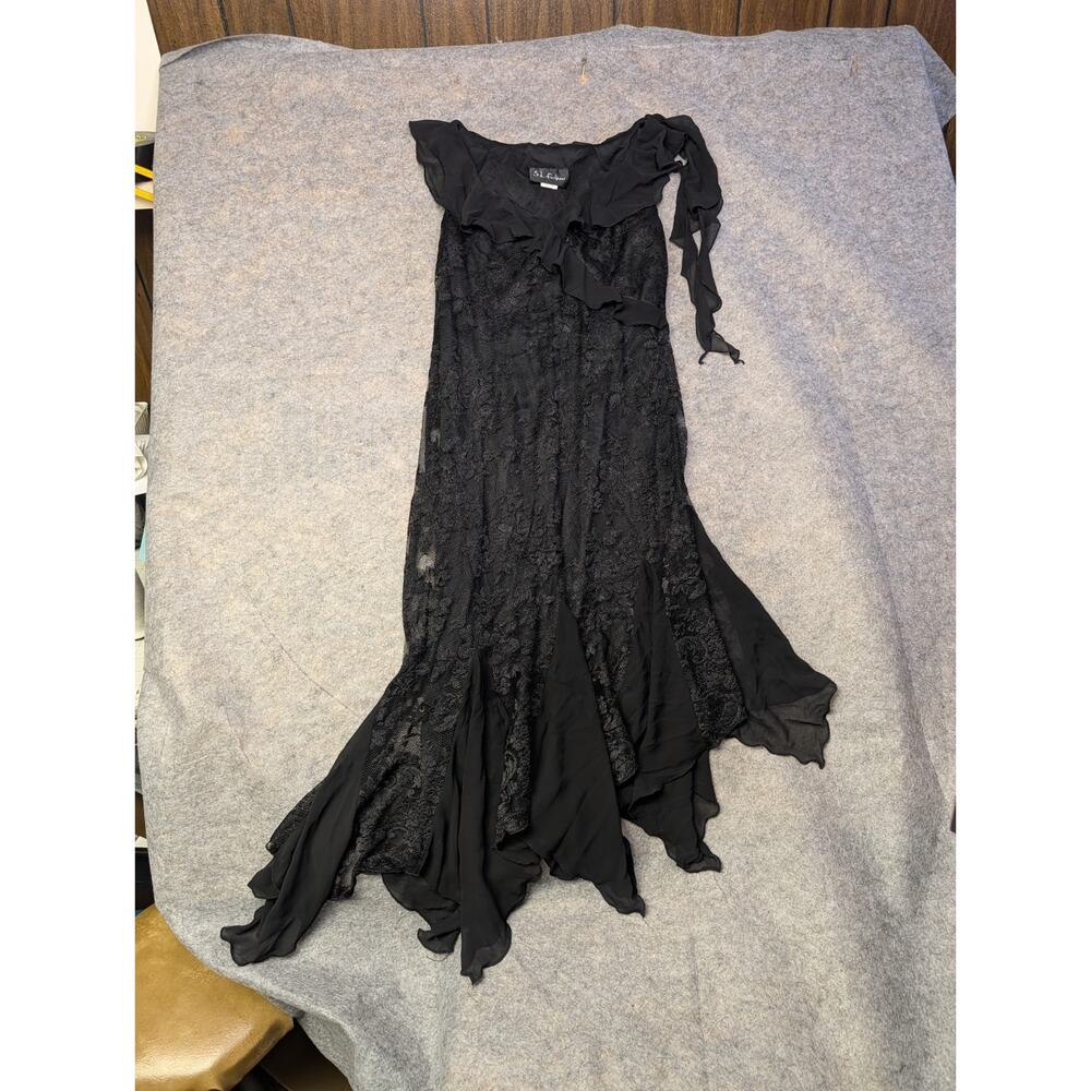 Vtg SL Fashions Cocktail Dress Whimsigoth Hoilday Party Black Lace Dark Fairy